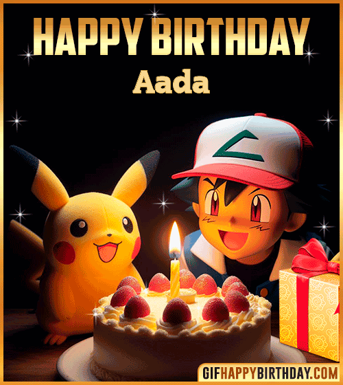 Ash Ketchum Pikachu Happy Birthday Aada