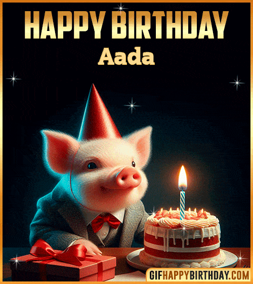 Funny pig Happy Birthday gif Aada