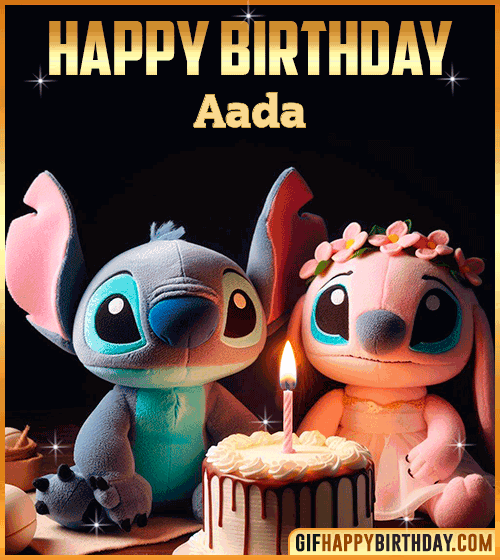 Stitch Angel Happy Birthday gif Aada