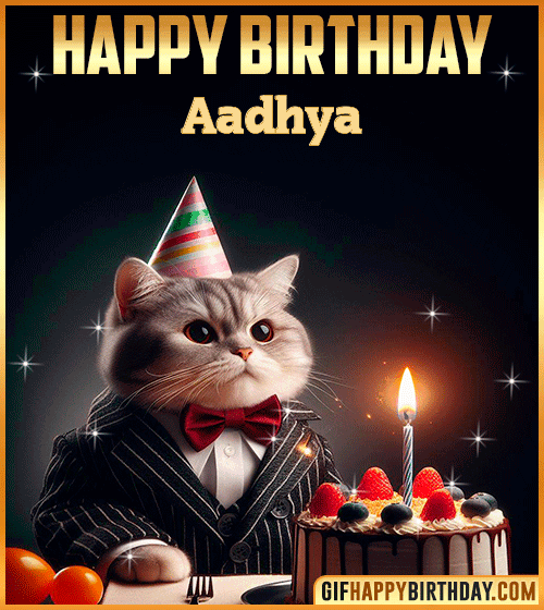 Happy Birthday Cat gif for Aadhya