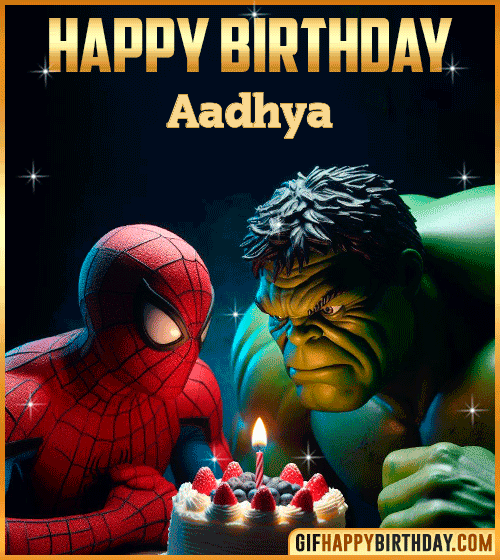 Spiderman Hulk Happy Birthday gif Aadhya