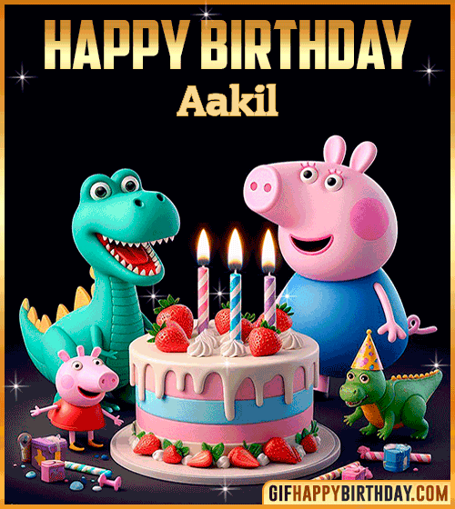 Peppa Pig happy birthday gif Aakil