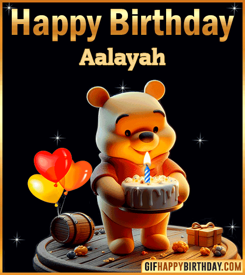 Winnie Pooh Happy Birthday gif for Aalayah