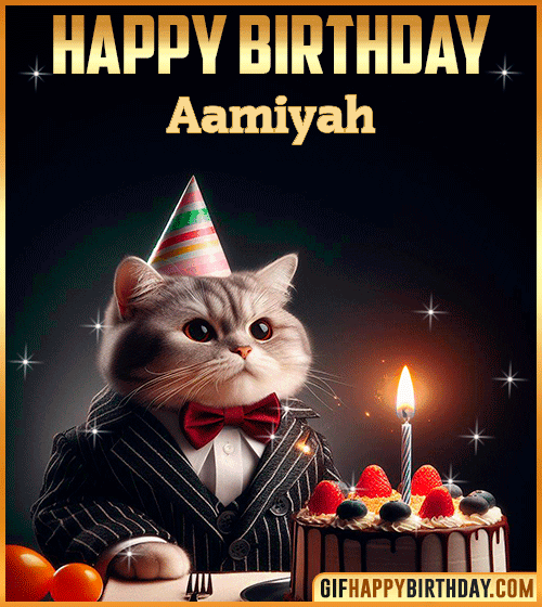 Happy Birthday Cat gif for Aamiyah