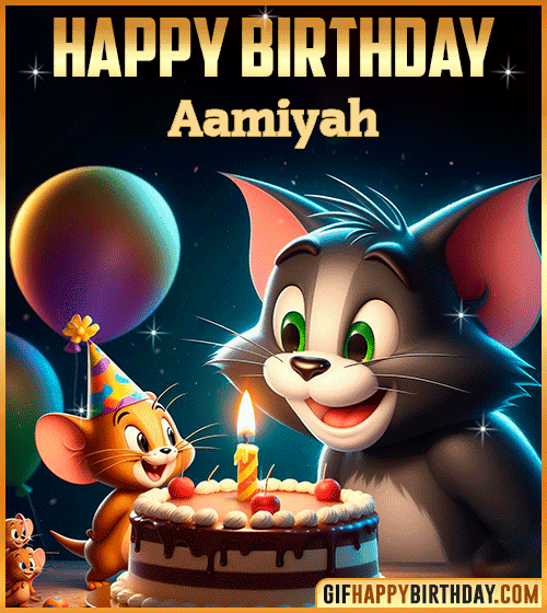 Tom and Jerry Happy Birthday gif for Aamiyah