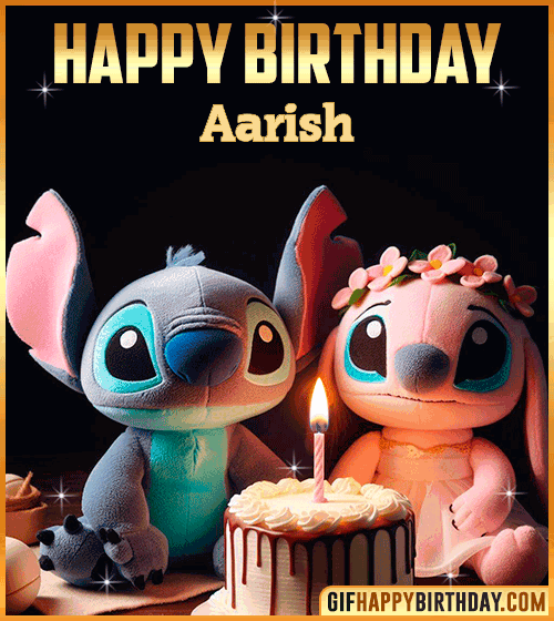 Stitch Angel Happy Birthday gif Aarish