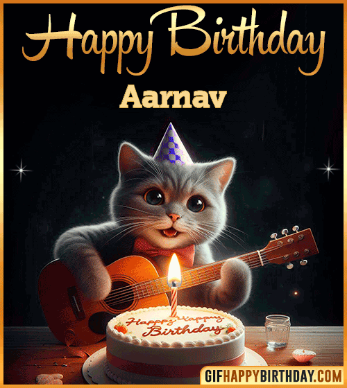 Happy Birthday Cat gif Funny Aarnav