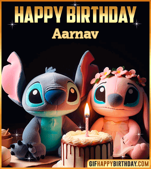 Stitch Angel Happy Birthday gif Aarnav