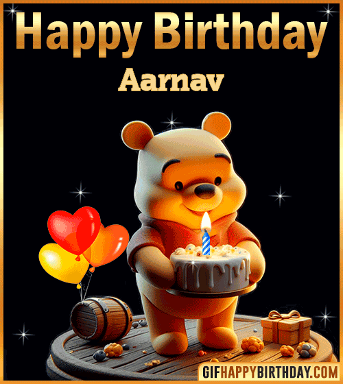 Winnie Pooh Happy Birthday gif for Aarnav