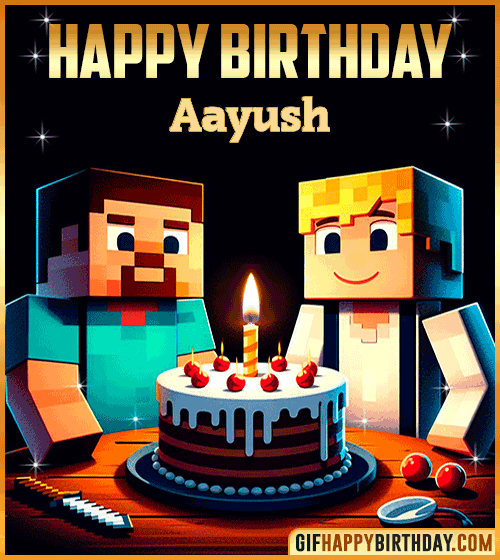 Happy Birthday Minecraft gif Aayush