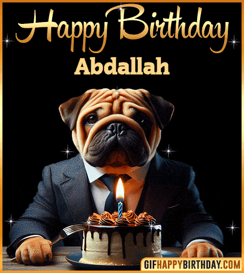 Funny Dog happy birthday for Abdallah