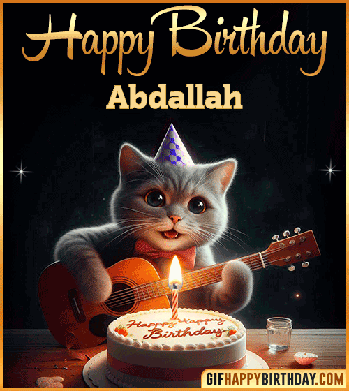 Happy Birthday Cat gif Funny Abdallah