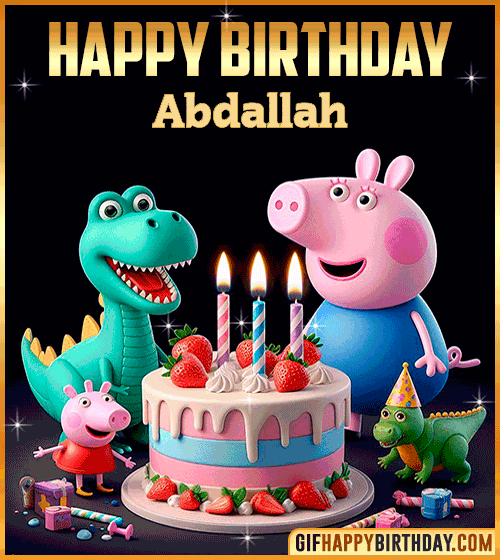 Peppa Pig happy birthday gif Abdallah