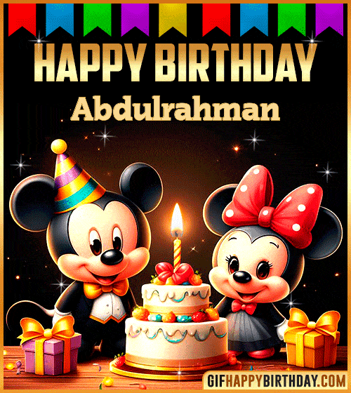 Mickey and Minnie Muose Happy Birthday gif for Abdulrahman