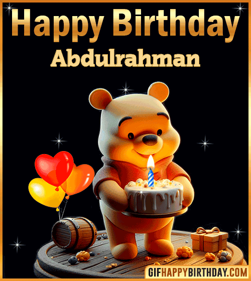 Winnie Pooh Happy Birthday gif for Abdulrahman