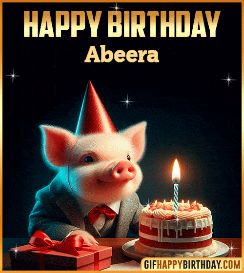 Funny pig Happy Birthday gif Abeera