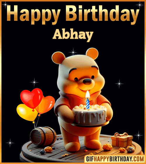 Winnie Pooh Happy Birthday gif for Abhay