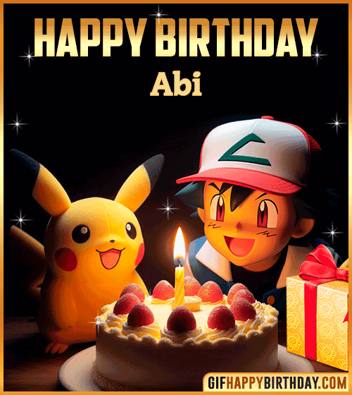 Ash Ketchum Pikachu Happy Birthday Abi