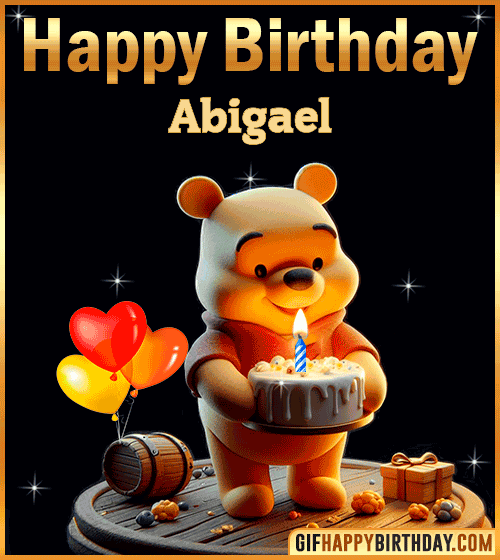 Winnie Pooh Happy Birthday gif for Abigael