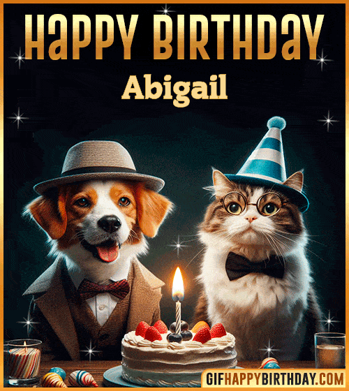 Gif Funny Cat Dog Happy Birthday Abigail