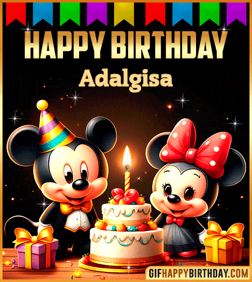 Mickey and Minnie Muose Happy Birthday gif for Adalgisa