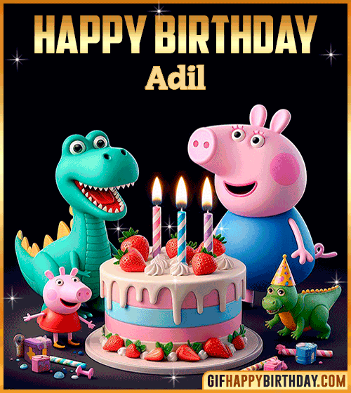 Peppa Pig happy birthday gif Adil
