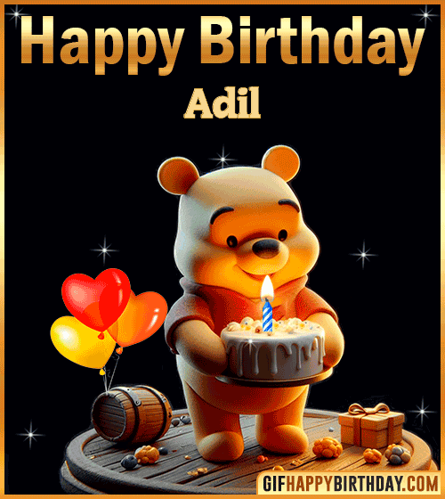 Winnie Pooh Happy Birthday gif for Adil
