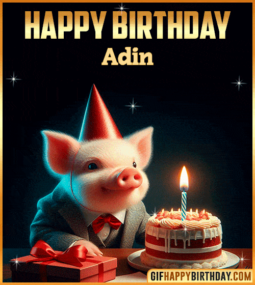 Funny pig Happy Birthday gif Adin