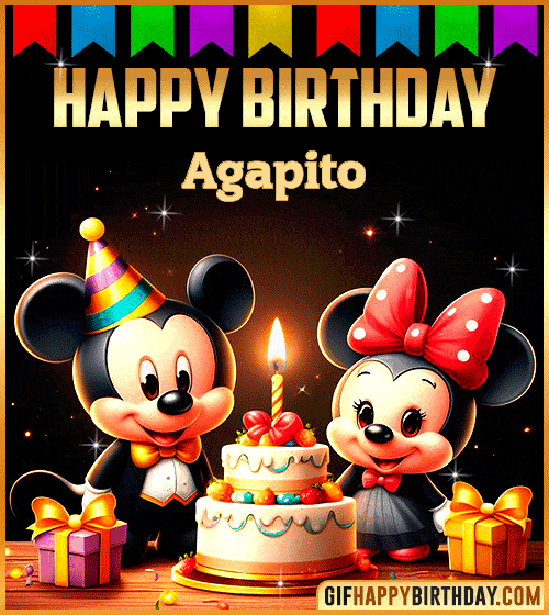 Mickey and Minnie Muose Happy Birthday gif for Agapito