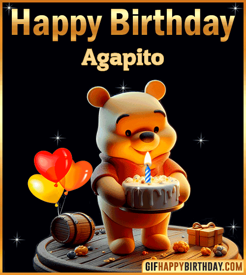 Winnie Pooh Happy Birthday gif for Agapito