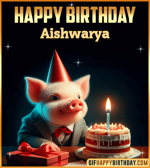 Funny pig Happy Birthday gif Aishwarya