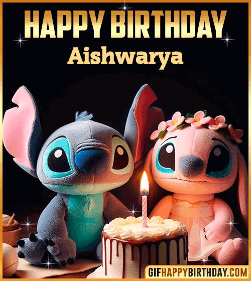 Stitch Angel Happy Birthday gif Aishwarya
