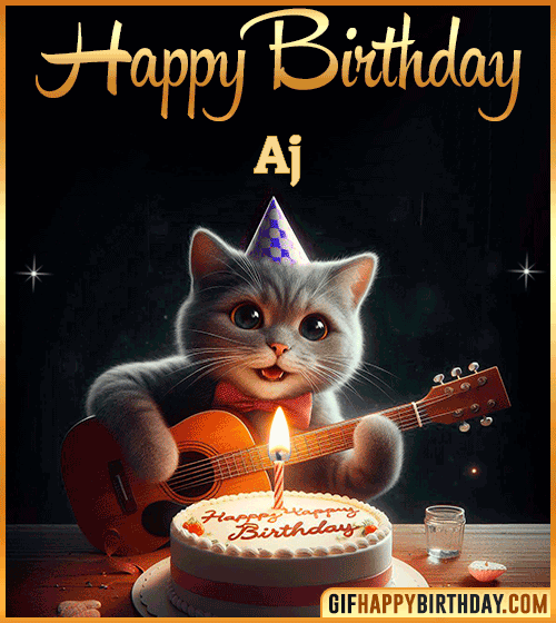 Happy Birthday Cat gif Funny Aj