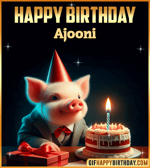 Funny pig Happy Birthday gif Ajooni