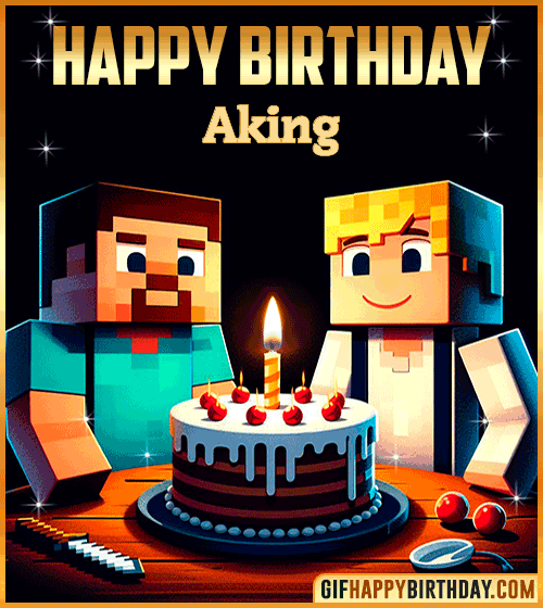 Happy Birthday Minecraft gif Aking