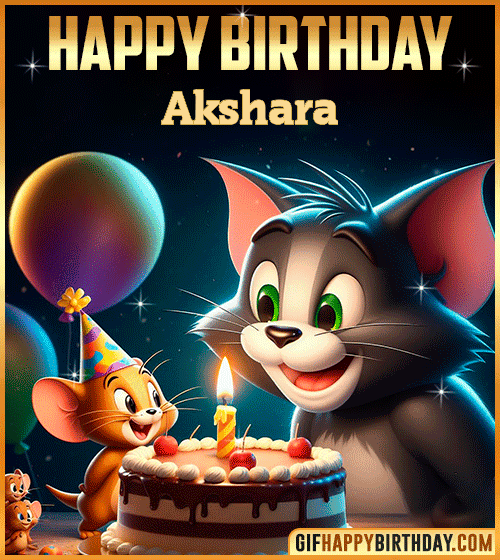 Tom and Jerry Happy Birthday gif for Akshara