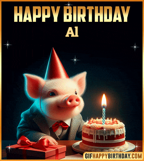 Funny pig Happy Birthday gif Al