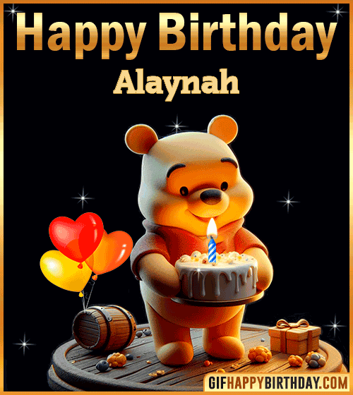 Winnie Pooh Happy Birthday gif for Alaynah