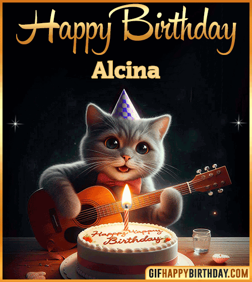 Happy Birthday Cat gif Funny Alcina
