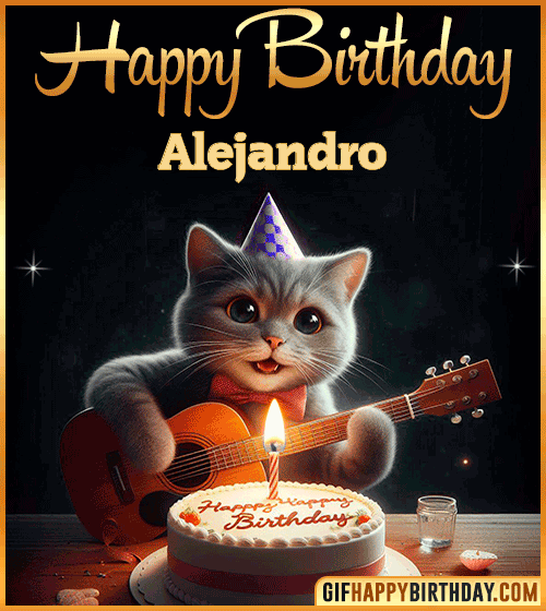 Happy Birthday Cat gif Funny Alejandro
