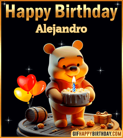 Winnie Pooh Happy Birthday gif for Alejandro
