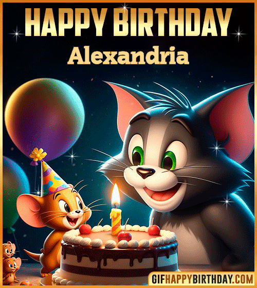 Tom and Jerry Happy Birthday gif for Alexandria