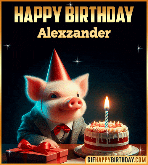 Funny pig Happy Birthday gif Alexzander