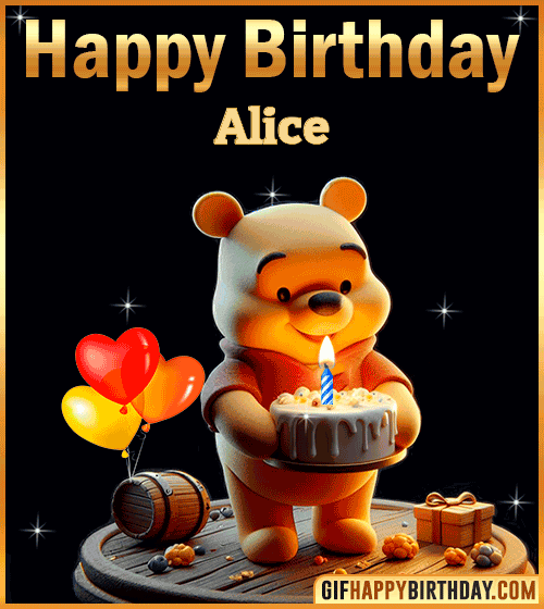 Winnie Pooh Happy Birthday gif for Alice