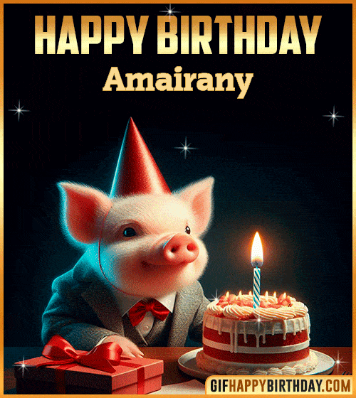 Funny pig Happy Birthday gif Amairany