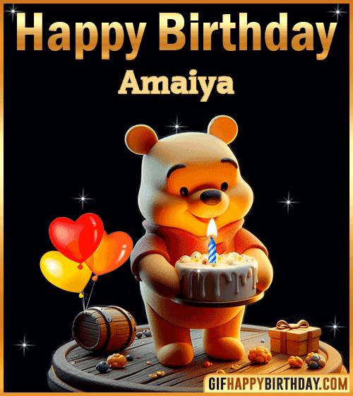 Winnie Pooh Happy Birthday gif for Amaiya
