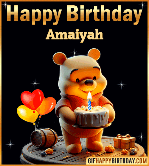 Winnie Pooh Happy Birthday gif for Amaiyah