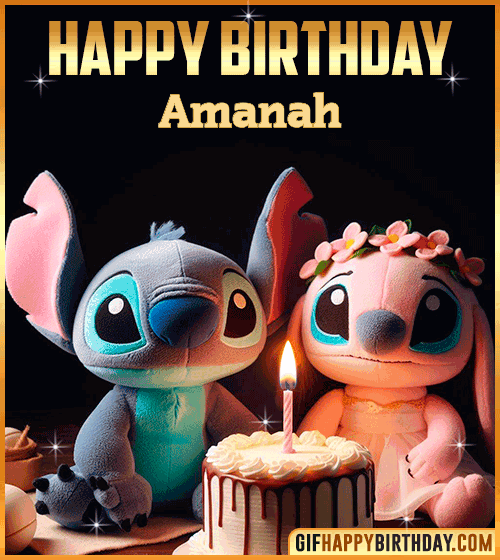 Stitch Angel Happy Birthday gif Amanah