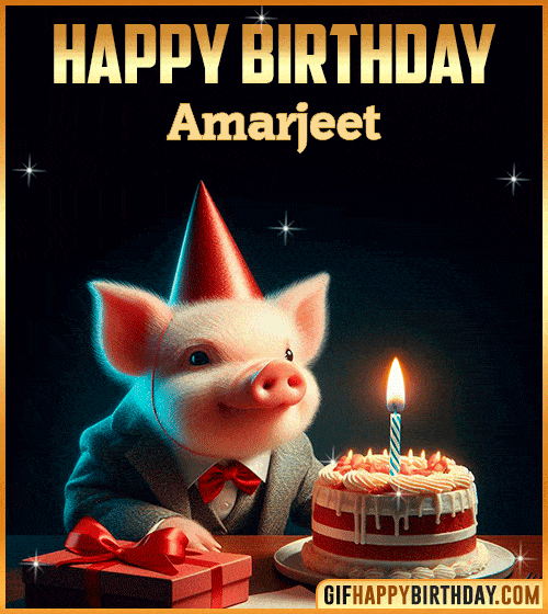 Funny pig Happy Birthday gif Amarjeet