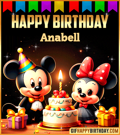 Mickey and Minnie Muose Happy Birthday gif for Anabell